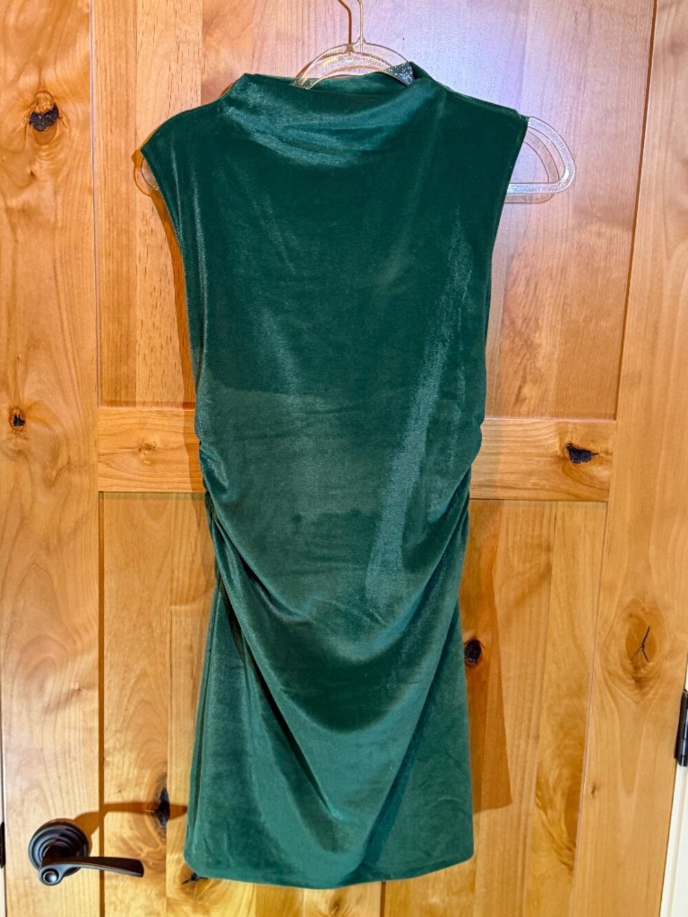 A New Day Green Velvet Ruched Mock Neck Bodycon Dress Size S